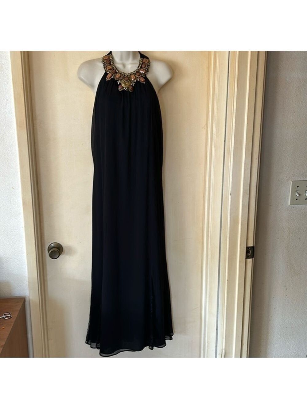 Alice + Olivia Ravi beaded halter maxi dress size S/P